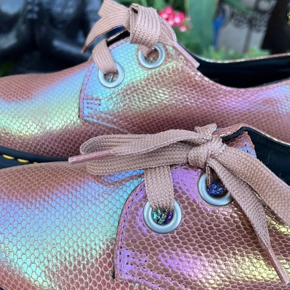 Pink Iridescent Platform Dr. Martens Oxford Loafers - Picture 9 of 17